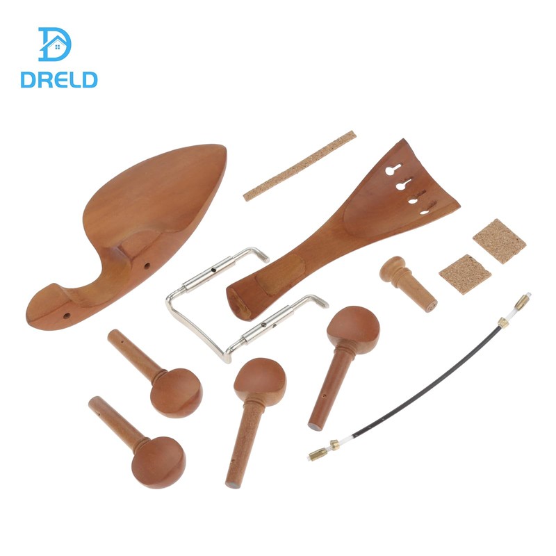 Dreld Violin Fitting Set Jujube Wood Violin Chin Pad/Tailpiece/Tail Rope/Pegs/End