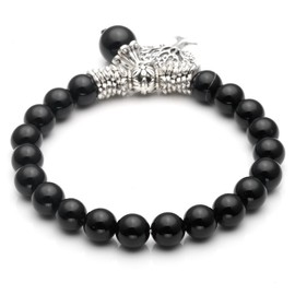 JSDDE Black Agate Tree of Life Stretch Bracelet Reiki Healing Crystal Gemstone Beads Bracelet, Birthstone Lucky Stone Jewelry(6.2")