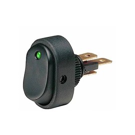 Narva 30A 12V off/On Rocker Switch with Green LED, 12.2 mm Diameter
