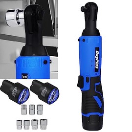 BRIEFNESS Cordless Electric Ratchet Wrench Set 3/8’’ Power Ratchet Wrench Variable Speed, 30ft-lbs Max Torque, Ratchet Wrench Kit with 2 Batteries, 7 Sockets and LED Light