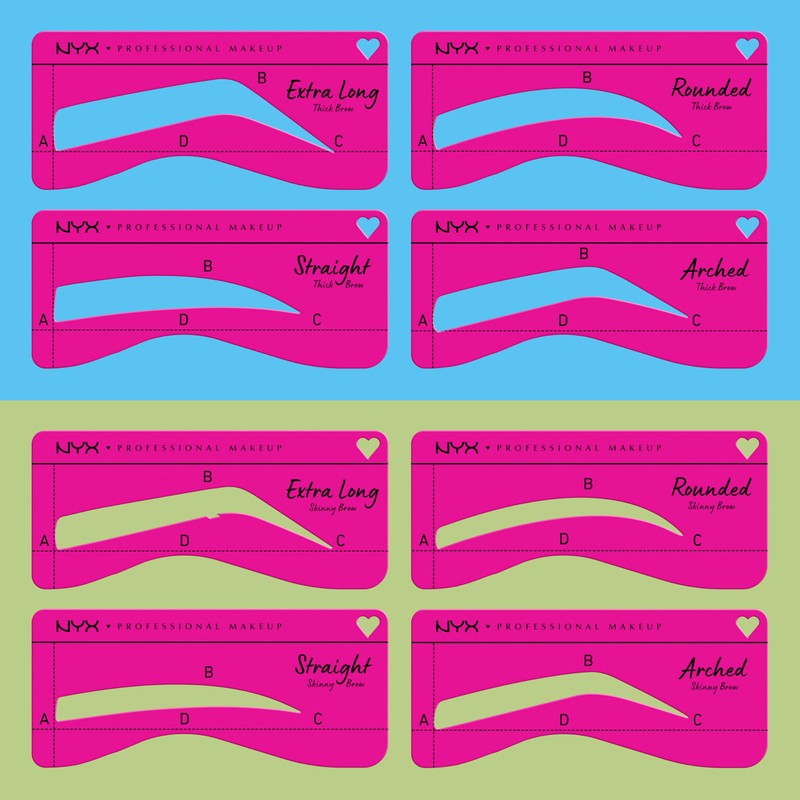 NYX Professional Makeup Thin Eyebrow Stencils, Set of 4 Eyebrow