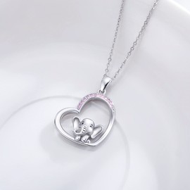Midir&Etain Elephant Necklace 925 Sterling Silver Elephant Pendant Necklace Cute Animal Necklace Jewellery Elephant Gifts for Women Girls