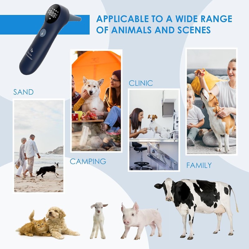 MINDPET-MED Pet Ear Thermometer for Dogs, Cats, and Livestock, Long