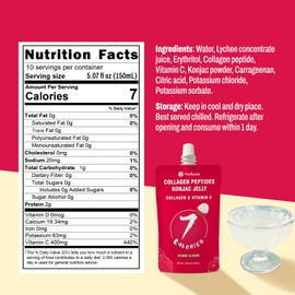 Hethstia Konjac Jelly Squeeze Pouch Lychee Flavor, 10 Packs, 7 Calories, Sugar Free, Gluten Free, Keto, Low Carb, Collagen Peptides, Vitamin C Drinkable Healthy Fruit Snacks, Holiday Gifts