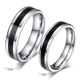 HIJONES Jewellery Mens Stainless Steel Couples Promise Ring Size W 1/2
