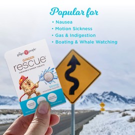 Ginger Rescue Chewable Tablets by The Ginger People – Drug Free Digestive Health, Chewable Tablets, Strong Ginger Flavor, 0.55 Oz, 24 Tablets, (Pack of 1)