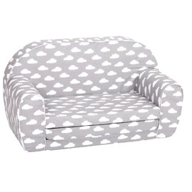 Delsit 2-in-1 Foldable Sofa & Bed for Toddlers - Convertible Soft & Comfy Nugget Couch - Versatile Kids Furniture with Washable Cover - Perfect for Kids Playroom & Nursery | Gray with Clouds