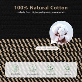 ECDYQXVU - Cesta de cuerda de algodón, cestas de almacenamiento con asa, cesta tejida de 15 x 10 x 9 pulgadas para estantes, lavandería, toallas, ropa, libros, juguetes (color negro café, 1 unidad)