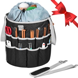 yookee home Crochet Bag Organizer Crochet Storage Bag Yarn Organizer for Crochet Accessories and Supplies Yarn Bags for Crocheting,Yarn Holder,Knitting Bag,Yarn Tote Yarn Storage Organizer Black