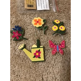 Longaberger Summer Seasons Felt Tie-Ons Flower Garden Flowers Butterfly NEW