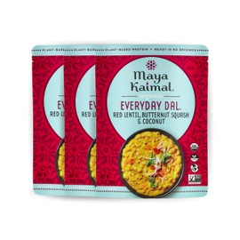 Maya Kaimal Organic Indian Foods | Red Lentil Everyday Dal | 10oz (PACK of 3) | Microwaveable, Ready to Eat, Fully Cooked with Butternut Squash and Coconut | Vegan, Ready to Eat