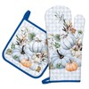 Arquiel Blue Fall Pumpkin Oven Mitts and Pot Holders Sets