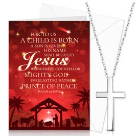 HOWAF Christian Christmas Cards Jesus Christmas Cards Christian Cards Cross Necklace Religious Gift Christmas Christian Gifts
