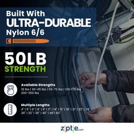 ZipTie.com 8-Inch Black Nylon Multi-Purpose Zip Ties - 50-lb Tensile Strength Cord Management - UL 21S Listed Tie Wraps - UV Resistant, Indoor & Outdoor Multi-Purpose (100-Pack)