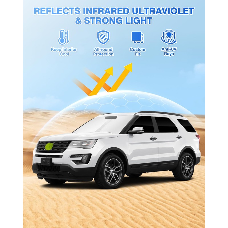 Canvcle Windshield Sun Shade for Ford Explorer 2020-2025 2026 Side
