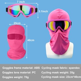 LJDJ Cycling Sports goggles Motocross Riding Hiking with Balaclava Mask UV Protection Summer Cooling Neck Gaiter Men Women (Rose Pink/Colorful+Mask)