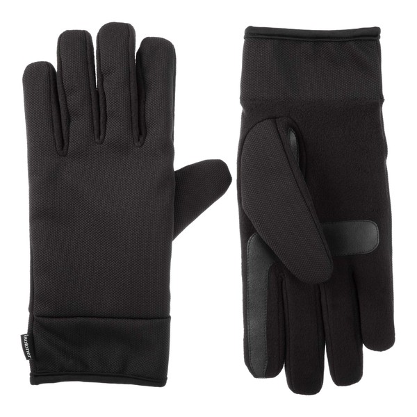 isotoner mens Touchscreen Water Repellent cold weather gloves, Black, Large US