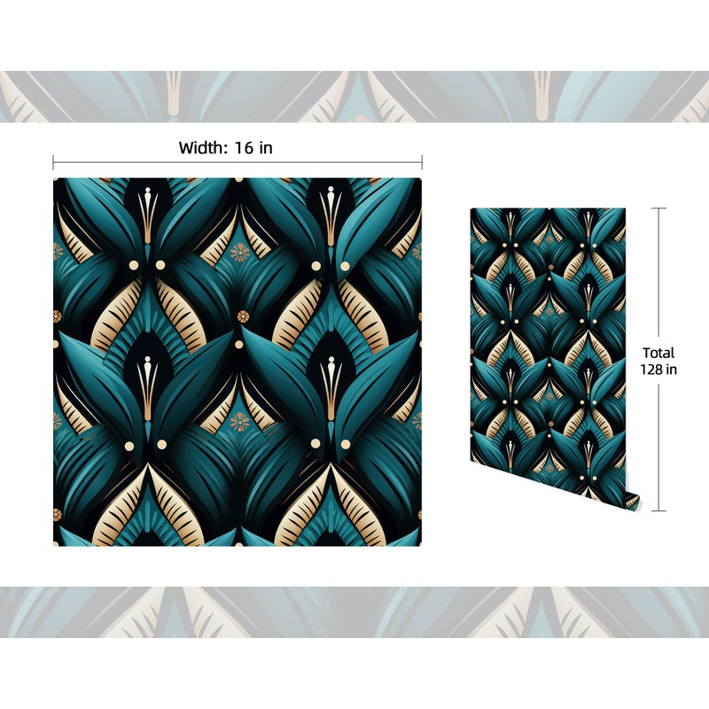 FLFK Boho Leafs Wallpaper Peel and Stick Removable Wall Mural