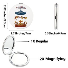 SEIRAA Crowns Book Pocket Mirror King Queen Gifts Valiant Just Gentle Magnificent Gifts Book Inspired Makeup Mirror (King Gentle)