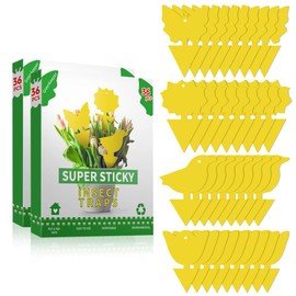 72 Pcs Classic Sticky Traps for Fungus Gnat (Plants), Flying Insect, Whitefly and Fly, Yellow Sticky Insect Catcher Traps for Indoor/Outdoor, Kitchen, and Plants, High-End Glue, Non-Toxic, 4 Shapes