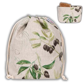 slowroom Bread Bag 30 x 34 cm and Bread Basket 2 in 1 - Bread Basket Fabric - Double Linen Layer - Bread Bag Breathable and Decorative - Bread Basket Easy to Care