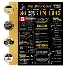 80th Birthday Cards, 80th Black Gold Birthday Decorations, Best 80 year old Birthday Gifts for Women Men, Happy Birthday Cards for Grandpa Grandma