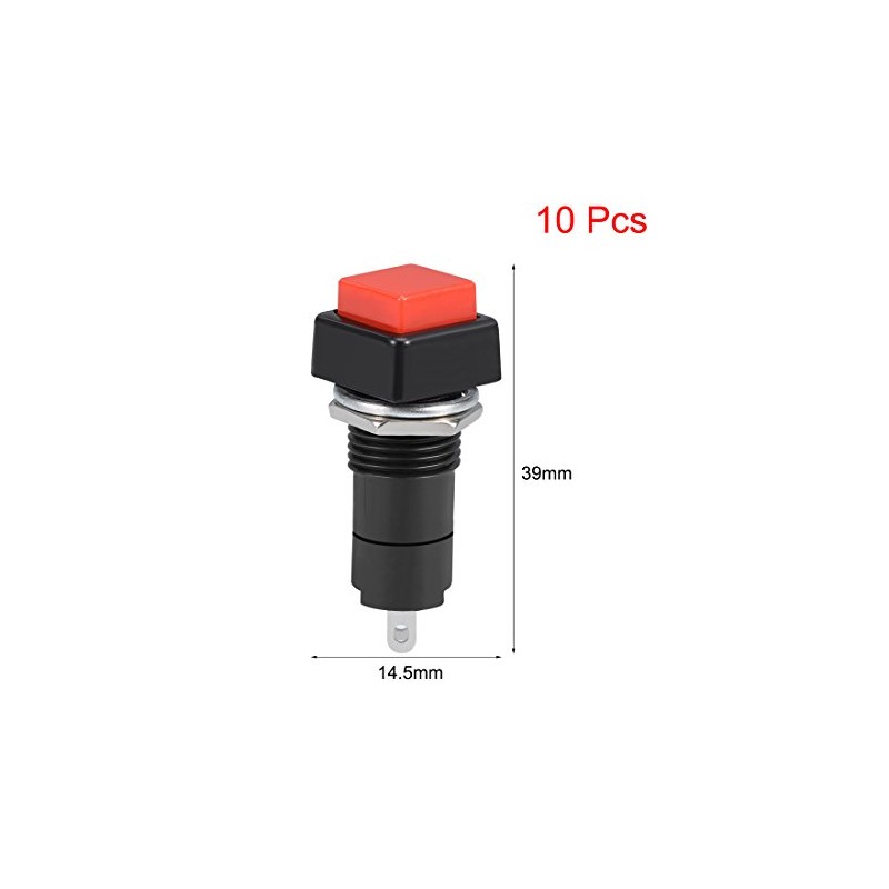 sourcing map 10Pcs,12mm Red Momentary Push Button Switch Square Flat