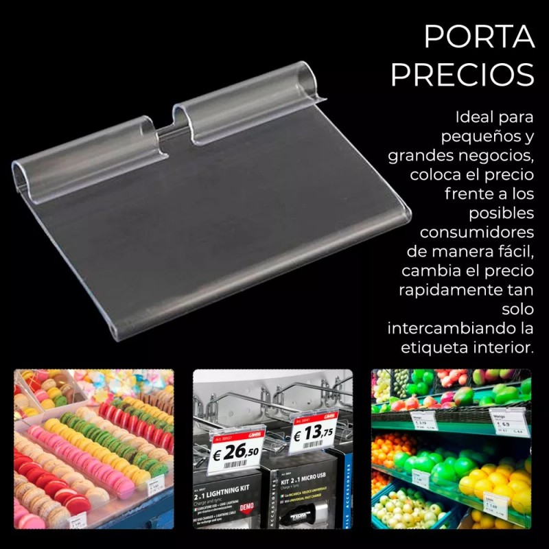 EGTMA Kit 200 Porta Precio Plano Gondolas Autoservicios