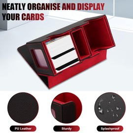 SelWatty Card Organizer, Card Deck Box Fits 200 Double Sleeved Cards, Deck Box for Commander Display, with Dice Tray, 4 Piece Divider, 2 Card Clips, with Magnetic Card Holders