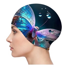 Gorra de natación de Silicona, Colorida y cómoda Gorra de natación para Mujeres y Hombres, Impermeable para Entrenamiento en Piscina y Playa