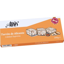 Alises Turrón de Alicante - Almonds and Honey - Supreme Quality - 100% Natural - Gluten Free, Lactose Free - Spanish Nougat 200g (Hard)