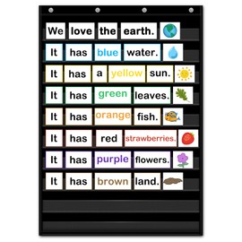Godery Standard Pocket Chart 10 Sentence Strips, Black