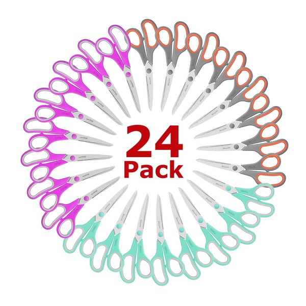 iBayam iBayam 8 ' Multipurpose Heavy Duty Scissors Bulk 24-Pack,