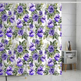 FAIRYGATE Wet Room Shower Curtain Travel Decor Shower Curtains Holiday Summer House Flowers Window Image Fabric Bathroom Decor Set with Hooks 180CM Long B9914