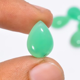 2 PCS, 14X10 MM, AURA GEMS Natural Chrysoprase, Cabochon, Pear Shape, Jewelry Making Stone Supply, Chakra Energy Healing Gemstone, Real Crystal, Birthstone, Wholesale deal