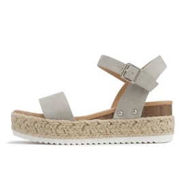 Soda CLIP ~ Women Open Toe Ankle Strap Platform Espadrille Sandal (Dove Grey, us_footwear_size_system, adult, women, numeric, medium, 8.5)