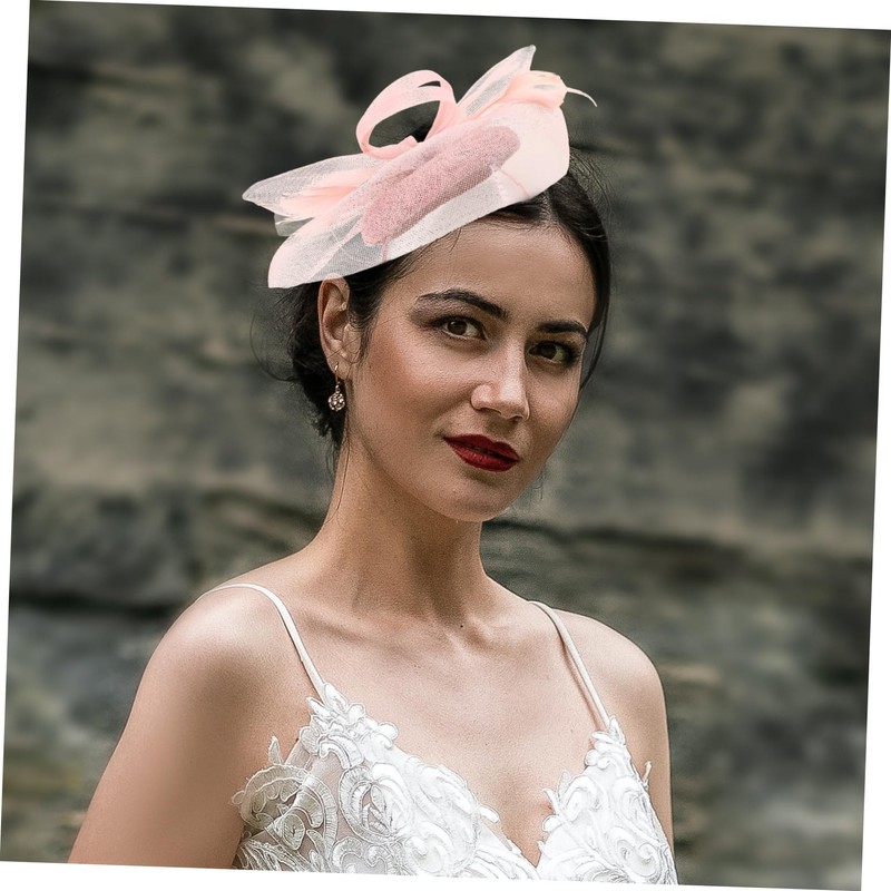 Healeved Gauze Fascinator Hat with Flower Detail for Women Elegant