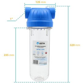 10" Water Filter Housing 1" BSP Female Thread In-Line Cleaning System