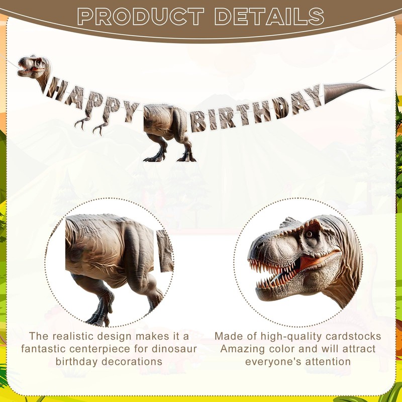 3D Dinosaur Birthday Banner Decorations T-Rex Birthday Party Decorations for