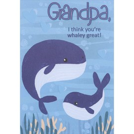 Designer Greetings I Think You're Whaley Great: Purple and White Whales Juvenile Father's Day Card for Grandpa from Granddaughter