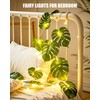 Minetom Monstera Leaf String Lights Battery Operated: 20 LED Tropical