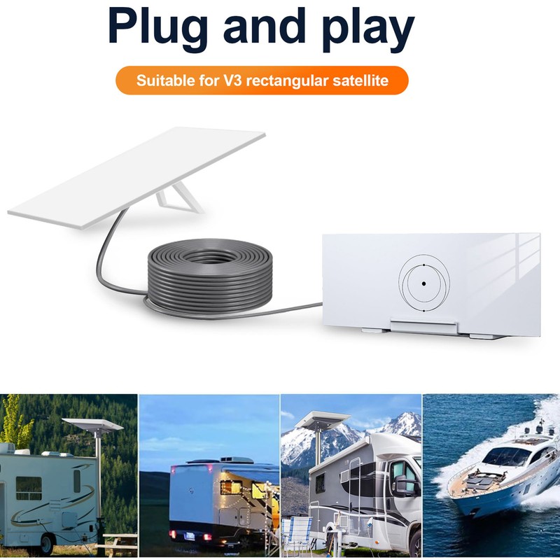 Rectangular Satellite Replacement Cable for V3 30FT 9.14m Outdoor Waterproof