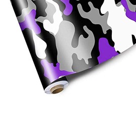 Camouflage Vinyl Film Wrap Decal Air Bubble Free Purple Black White Gray + Free Tool Kit (60" x 60" / 5FT x 5FT)