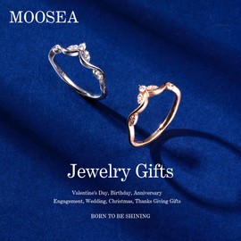 MOOSEA Antique Moissanite Curved Band for Women, D Color VVS1 Clarity Lab Created Moissanite Wedding Band 14K White Gold Vermeil Unique Marquise Moissanite Eternity Stackable Rings for Women Jewelry
