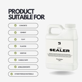 Sienna Studios Acrylic Sealer, Low-Gloss, Non-Toxic, Candle Safe for Concrete, Cement, Jesmonite, Clay & Plaster – Water & Stain Resistant, Food-Safe Countertop Sealer, 16 oz