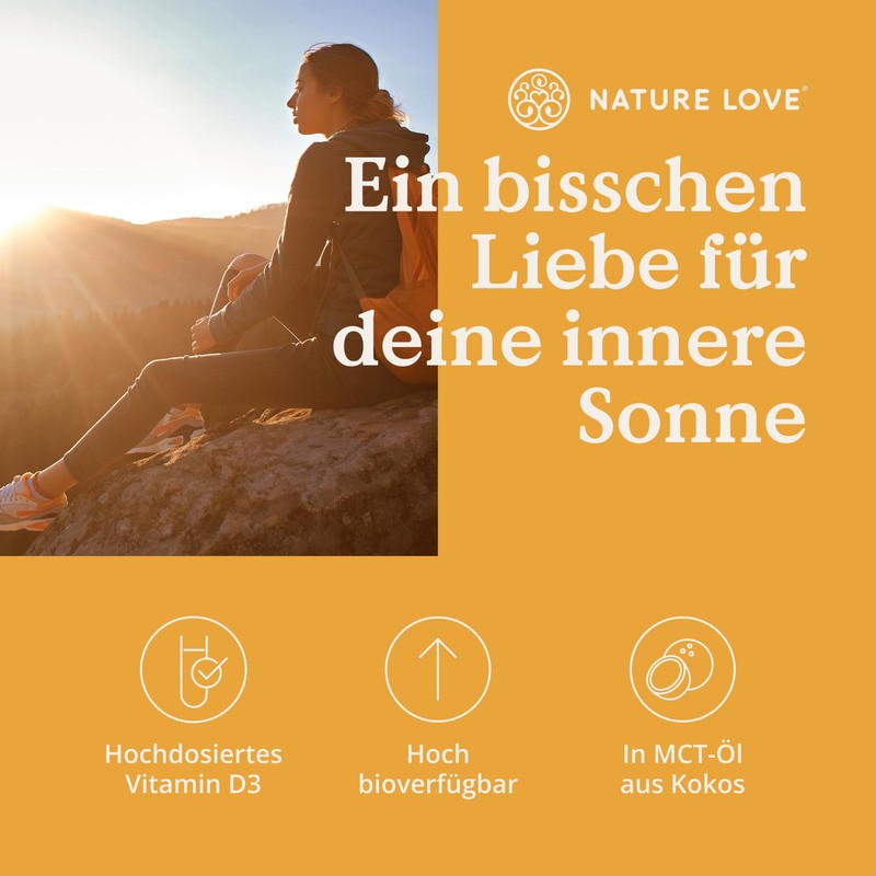 NATURE LOVE® Vitamin D3 1000 (50 ml Liquid), Laboratory-Tested 5000