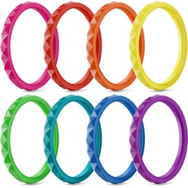 Egnaro Thin and Stackable Silicone Ring:2.5mm Wide - 2mm Thick Rubber Rings Women with Half Size,4-8 Variety Multipack