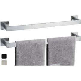 24 Inch Towel Bar 2 Pack for Bathroom 12/16/24/28/32/36 Inch Kitchen Towel Holder Brushed Nickel Towel Rod Wall Mounted SUS304 Rustproof Towel Rack Modern Square Design (2, Brushed Nickel, 24 Inch)