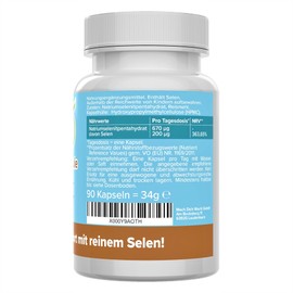 Selen Kapseln - 200µg - hochdosiert - Qualität aus Deutschland - ohne Zusätze - vegan - laborgeprüft - reines Natriumselenit - kleine Kapseln statt Tabletten - hohe Bioverfügbarkeit - Vitamineule®