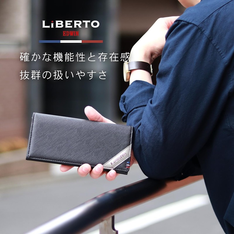 Edwin Men's Long Wallet, Stylish, Simple, Present, Black